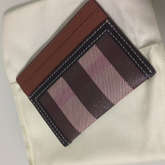 NWT Burberry Check Card Case Holder Dark Birch Brown Wallet - Picture 5 of 10